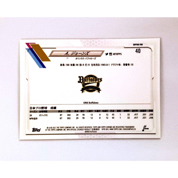 Adam Jones NPB Topps Platinum Chrome #40 2021 - Picture 4 of 8